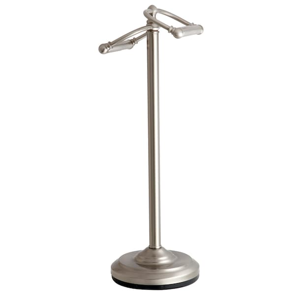 Freestanding Double Roll Toilet Paper Holder, Brushed Nickel